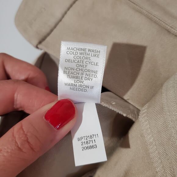J. Jill Linen Stretch Straight Leg Crop Pants Womens Size 14 Ivory Cream Sand - Picture 10 of 11